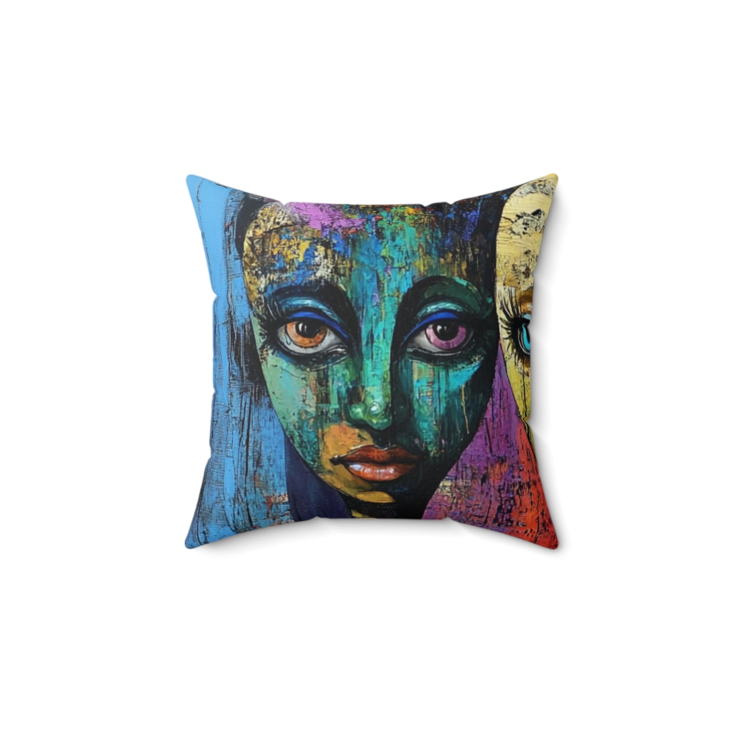 Abstract Spun Polyester Square Pillow