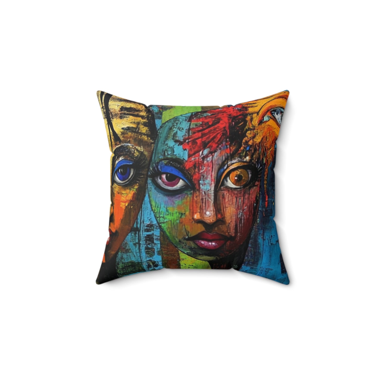 Abstract Spun Polyester Square Pillow